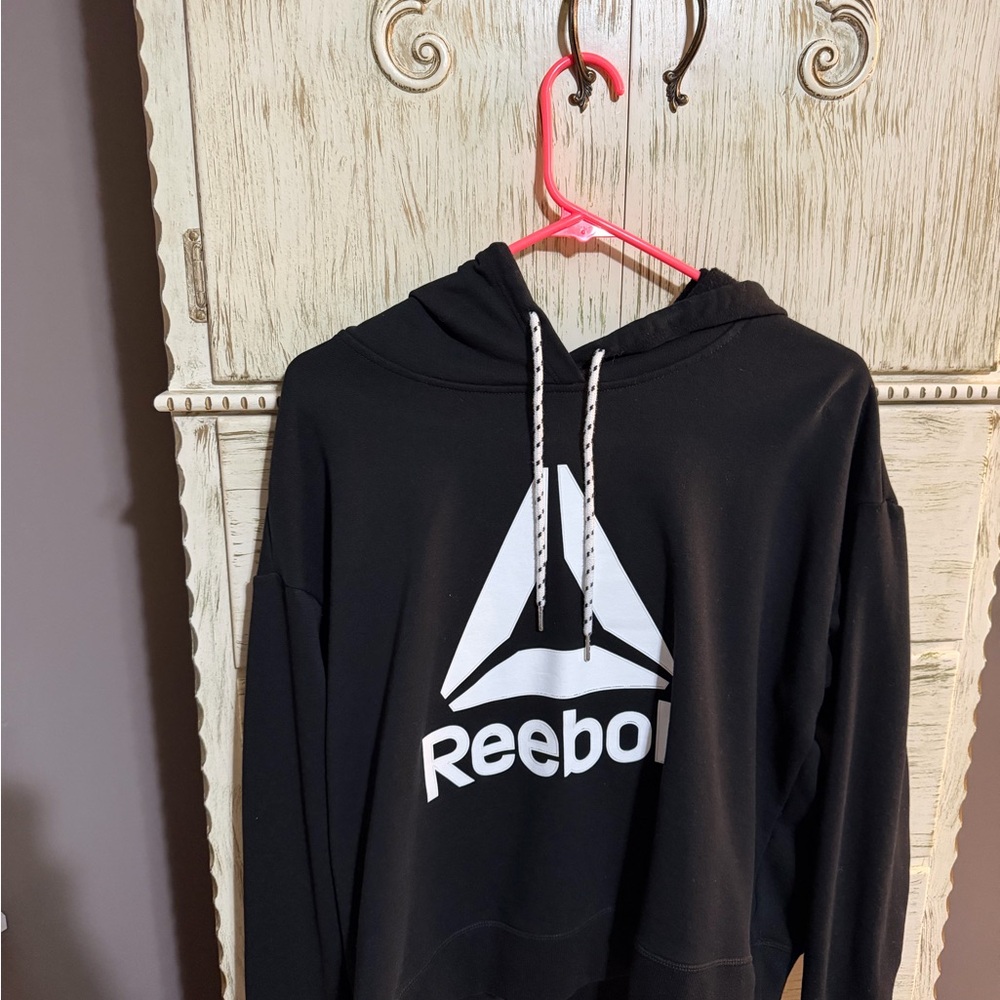 Reebok Men's Black Hoodie with White Logo